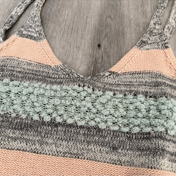 Mystree Striped Knit Camisole in Gray, Pink, and Mint - Picture 4 of 5